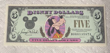 1991-DA Block. $5 Disney Dollars. Goofy. Disney World. CU. From Original Pack. picture