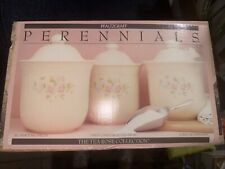 Vintage Pfaltzgraff Tea Rose Canister Jar 3 Piece Set Off White New In Box picture