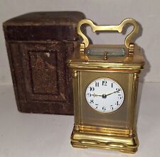 Antique French Repeater Carriage Chime Clock Brass Case with Outer Case Working picture
