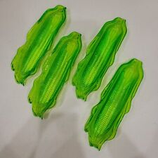 Corn On The Cob Tray Dishes Green Transparant Sturdy Plastic Set of 4 picture