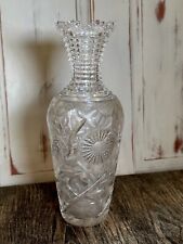American Brilliant Cut & Engraved Glass 11.5”. Vase Flower Bowling Pin 5lbs picture