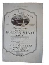1926 Rock Island Southern Pacific Lines Golden State Limited Vintage PRINT AD67 picture