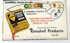 Campbell Products Matchbook Vintage Sakrete Cement Color Mix Cover Pennsylvania picture