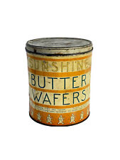 1940’s Vtg SUNSHINE BUTTER WAFERS Tin Can, Loose-Wiles Biscuit Co in NYC picture