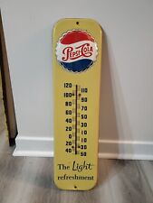 c.1955 Original Vintage Pepsi Cola Sign Metal Thermometer Works Soda Gas Oil  picture