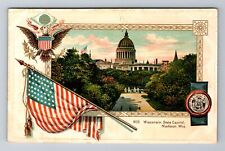 Madison, WI-Wisconsin, State Capitol Building Antique, Vintage Souvenir Postcard picture