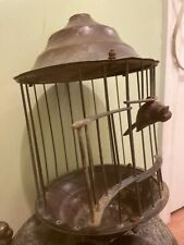 Antique  Cast Iron DOME Bird Cage~owls original ornate iron base old surface picture