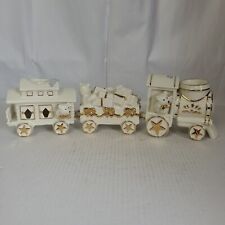 MIKASA -3 Piece Porcelain Train Holiday Elegance Candle Holder Set - Bear, Santa picture
