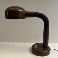 Vintage Mid Century Modern Chocolate Brown Gooseneck Space Age Desk Lamp picture