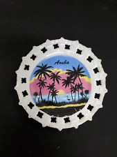 Aruba Decorative Souvenir Collectors Plate  Gold Trim Palm Tree Beach Sea 8.5