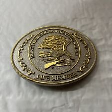 North American Hunting Club LIFE MEMBER Vintage Two Tone Oval Belt Buckle picture