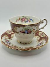 Vintage Royal Standard Maroon Tea Cup & Saucer With Pink Roses picture