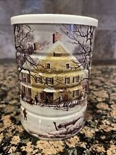 Currier and Ives-American Homestead Winter Lithograph-Coffee Tin picture