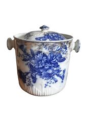 ANTIQUE C&H TUNSTALL FLOW BLUE CHAMBER POT PETUNIA PATTERN picture