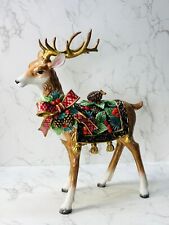 FITZ AND FLOYD Holiday Pine Standing Deer Figurine Candleholder Retired picture