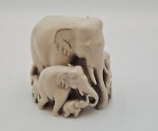 Vintage Resin Figurine Circle Of 7  Elephants  Babies And Mama  4