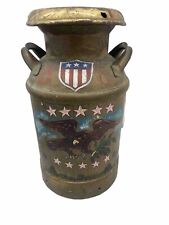 Antique Dairy Milk Can & Lid  Art Eagle American Flag picture