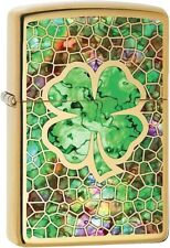 Zippo 08307 Fusion Four Leaf Clover High Polish Brass Lighter picture