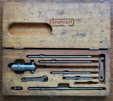 L. S. Starrett No 124-A Inside Micrometer Set w/(5) Rods, Wrenches, & Wood Case  picture