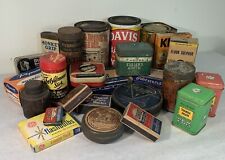 Vintage Antique Mixed Tin lot 26 household office workbench kitchen card stock picture
