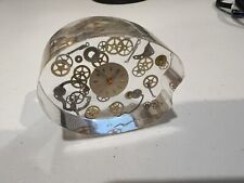 Rare 50’s Lucite Exploding Watch Parts Sculpture Frozen Paperweight Oval  picture
