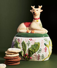 NWT Anthropologie Nathalie Lete Reindeer Cookie Jar Container Holiday Gift  picture