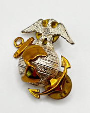 NICE 10k Gold Filled and Sterling Silver Marine Corps EGA Officers Collar Badge picture