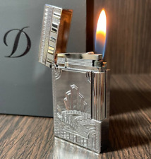 S.T. DUPONT Gas Lighter Silver City Ligne 2 with Box Working France Dupond picture