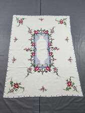 Vintage Hand Embroidered Tablecloth Exquisite Antique Linen 165x122cm picture