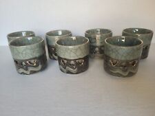 Obori Soma ware sake cup Japanese double-layer, 7 sake cups Vintage Rare picture