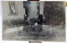 Antique Real Photo Postcard Older Couple in Garden by House picture
