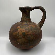 Antique Terracotta Water Jar Hand-Painted Shows Age 11”x9” ESTATE SALE FIND picture