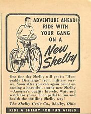The Shelby Cycle Co Ride With Your Gang Bicycle Post War Vintage Print Ad 1945 picture