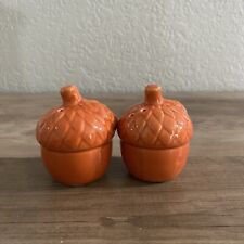 Acorn  SALT AND PEPPER SHAKER SET Ceramic Orange Fall Thanksgiving picture