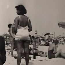 Vtg Jacob Riis Park Beach Photo 1950 Orig. Wise Clock African American Woman NY picture