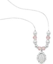 Pink & Rhinestone Necklace 18-20in with Rhodium Plated Pewter Medal and Card Set picture
