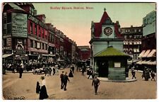 Scollay Square Boston MA c1910s Posted People Antique Cars Signs Postcard picture