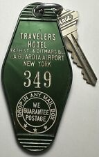 Vintage 1960s TRAVELERS HOTEL LA GUARDIA AIRPORT Room Key & Fob #349 New York NY picture