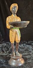 Cold Painted Bronze Blackamoor Statue Figure East India Man Holding Tray picture