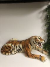 Vintage Rare Tiger Lying Down Resting,  Porcelain Figurine, Hand Painted. picture