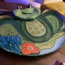 Vintage Mexico Paper Mache Frog Platter Folk Art Whimsey Barware RARE picture
