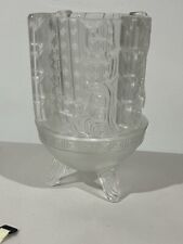 Rare Fenton 2 Piece Rosalin Fairy Lamp Clear Satin Glass Greek Design Vintage picture