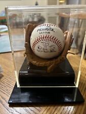 Rare Authentic Peanuts League Baseball With Character Pictures In Glove & Case picture