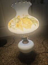 VTG Gone with the Wind Lamp GWTW Hand Painted Flowers Milk Glass Hand Signed picture