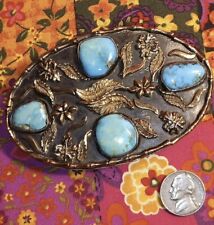 Blue Turquoise Sterling & 10k Handmade Belt Buckle picture