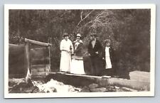 RPPC Family Wearing Stylish Hats Outdoors AZO 1918-1930 VTG Postcard 1349 picture
