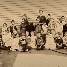 Antique Cabinet Card Group Photograph School Children Baseball Bats & Barefoot picture