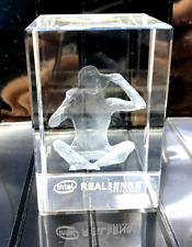 Intel Tech PC Computer Brand Advertising Promo Glass Paperweight Real Sense Girl picture