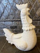 Vintage Mid-Century Ceramic Rooster Chalk Painted/Distressed/Waxed Farmhouse picture