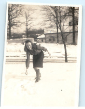 Vintage Photo 1948, Young Southern Woman playing in Snow, 4.25x3.25 picture